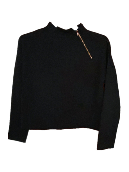 L.O.V Tops - Lime & Vine Sweater Womens L Black Minimalist Mock Neck Side Zip Crop Pullover